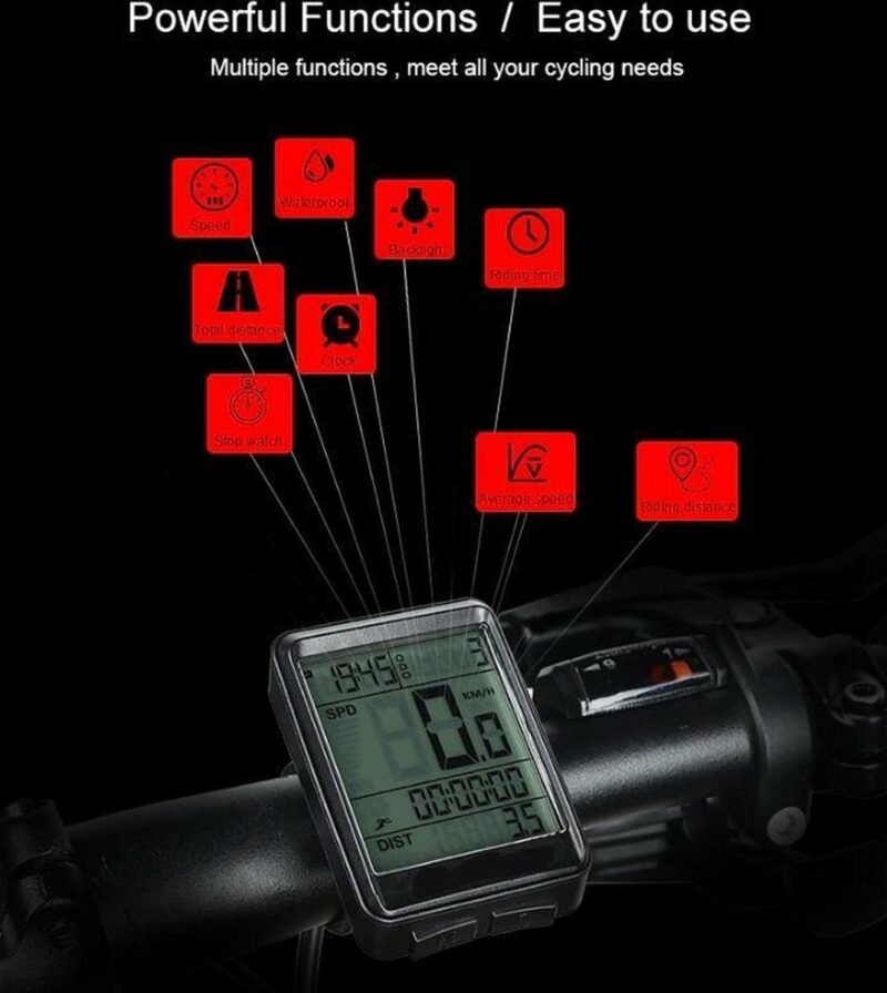 DrPhone FCS2 Draadloze Fietscomputer – Snelheidsmeter – Kilometerstand/Teller –Stopwatch – ODO en meer - Zwart - Afbeelding 4