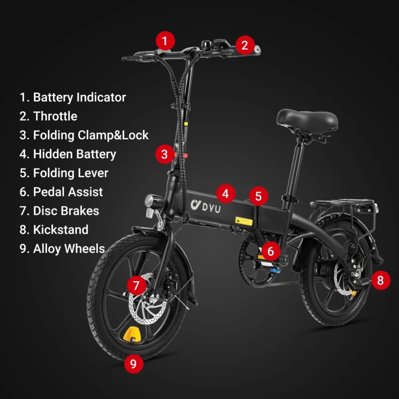 ElectronicWorks AiS-2 – Elektrische Fiets - 40-60km E-bike - Elektrische Fiets - LED-Display - Opvouwbaar - 16 Inch Banden - Zwart - Afbeelding 20