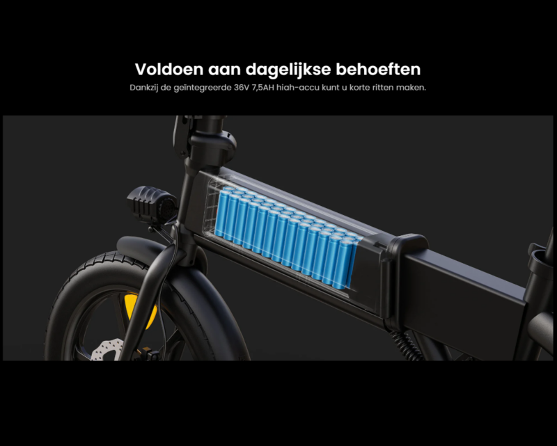 ElectronicWorks AiS-2 – Elektrische Fiets - 40-60km E-bike - Elektrische Fiets - LED-Display - Opvouwbaar - 16 Inch Banden - Zwart - Afbeelding 36