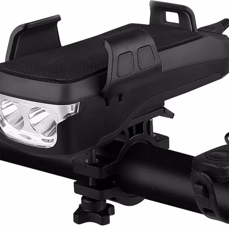 DrPhone CyclePro - 4-in-1 - Telefoonhouder - Lamp - Oplader - Toeter - 130db Toeter - 4000mAh - Zwart