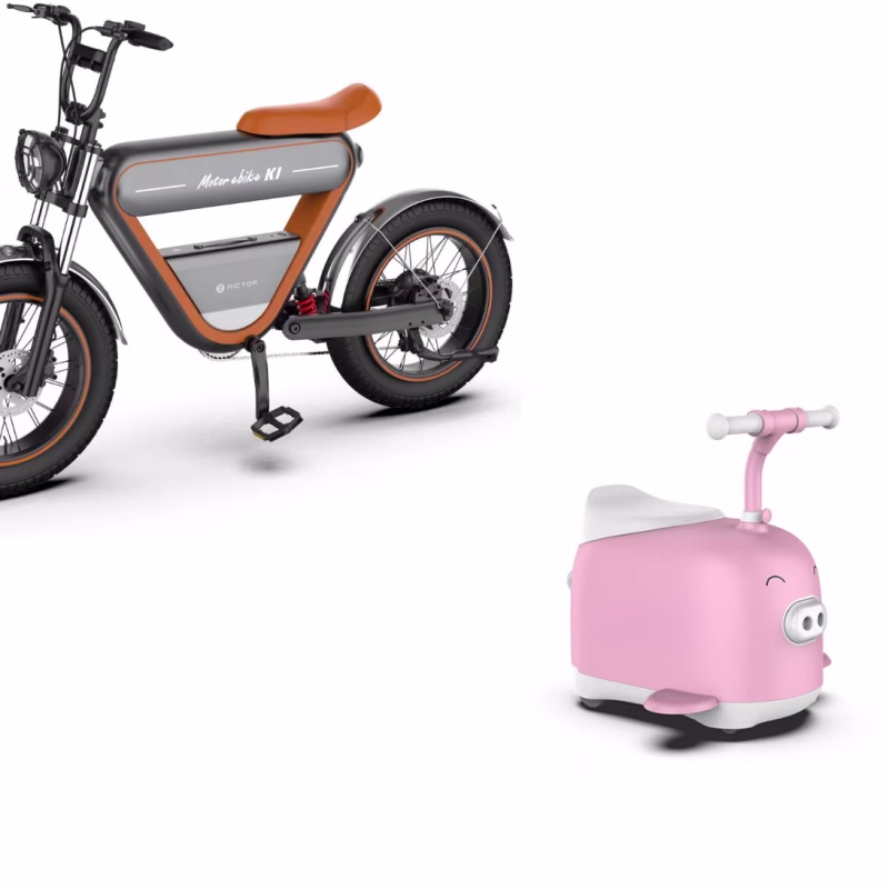Rictor K1 E-bike 250W Elektrische Fiets met GPS + Rictor C8 Piggy Elektrische Kinderscooter Roze